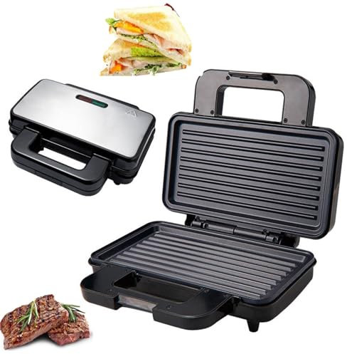 BDJSN Home Electric Steak Grill Maker, 1000W Double-sided Heating Sandwich Making Machine with Non-Stick Plates, LED Indicator Light, Breakfast Machine for Chicken Steak, Panini, Grilled Fish, BBQ