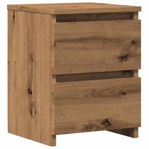 Myheimly Nachttisch, Beistelltisch für Schlafzimmer, Nachtschrank mit viel Stauraum, Nachtkommode Nachtkonsole Nachtkästchen, Holzwerkstoff Eiche handwerklich,1 pz