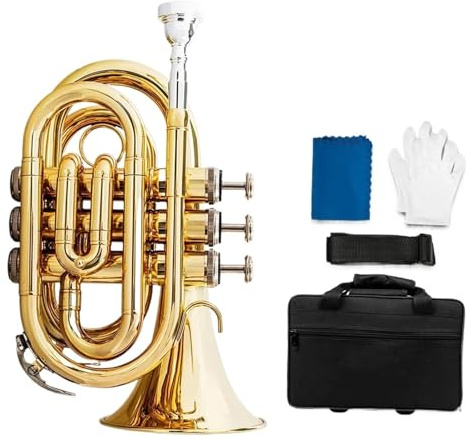 Trompete Mini Pocket B Flat Trompete Bb Messing Blasinstrument Reisetrompete