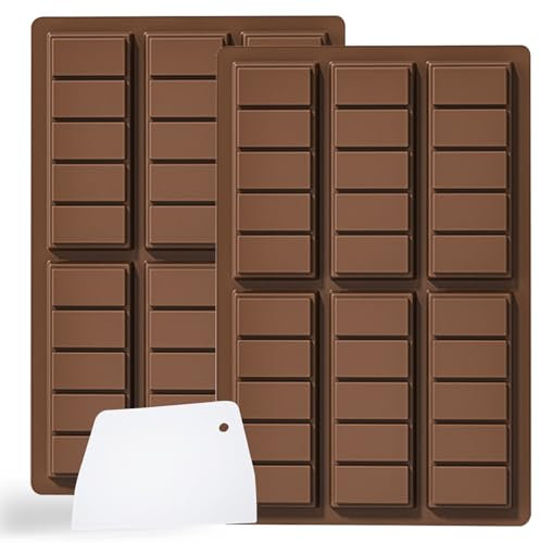 2 Pcs Moldes Turron, Molde Chocolate de Silicona, Molde Chocolate Dubai, Molde Turron Silicona, para Chocolates Dubai, Barras Energéticas, con rRaspador