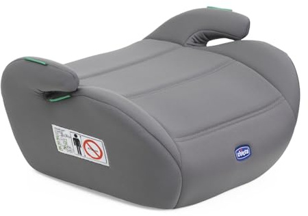 Chicco Quasar i-Size, Kinderautositz 7-12 Jahre (126-150 cm), Gewicht 23-36 kg, Gruppe 3, einfache Montage mit 3-Punkt-Gurt, gepolsterte Armlehnen und bequemer Sitz, Grau