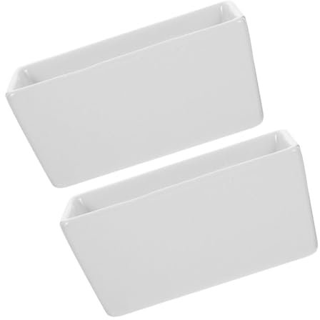 Gatuida Porta Bustine Di Zucchero in Ceramica Bianca, Contenitore Da Cucina Rettangolare Multifunzione Per Caramelle e Zollette, Zuccheriera Elegante Da 170 Ml Per Tavoli e Bar – Set 2 Pezzi