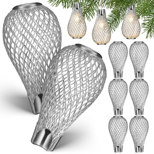 OUNONA 20Pcs Mini Iron Lampshade String Light Covers Hollow Light Bulb Cage for DIY Christmas Decorations Party Supplies Home Decor 1.77X0.91In