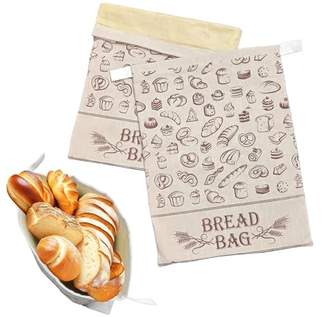 Linen & Beeswax Bread Bags, 2Pack Extra Large 13x17 Reusable Kitchen Baking Food Storage, Beeswax Food Storage Bags for Homemade Sourdough