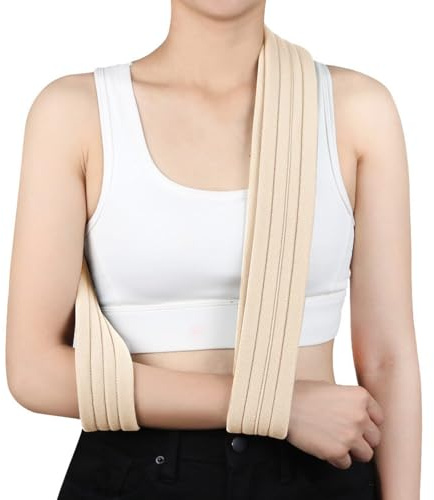 Aoreun Écharpe de Bras, 160cm Réglable Léger Confortable Épaule Immobilisateur, Réglable Maintien du Bras Echarpe de Bras Pour Les Femmes et Les Hommes pour Les Blessures au Coude et Au Bras (Beige)
