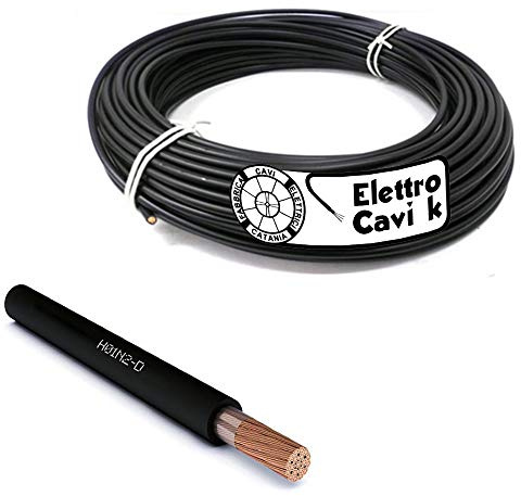 ELETTROCAVI K - CAVO ELETTRICO PER SALDATRICE 1x50 mm² IN RAME GOMMA H01N2-D NERO SUPER FLESSIBILE 13,8 mm Ø UNIPOLARE 1 POLO RAME PROFESSIONALE MADE IN ITALY 10 METRI