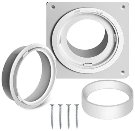 Pqahffowr Plaque murale pour sèche-linge avec tuyau (10,2 cm et 2,4 m), kit de connecteur d'aération de sécheuse à verrouillage rotatif, bride A de 10,2 cm