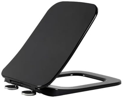 Brigtviee Copriwater Universali Quadrato,Sedile WC con Chiusura Morbida A Sgancio Rapido,Rettangolare Leggermente Smussato - Uf,Tavoletta WC per Una Facile Pulizia ASSE WC 45 * 35cm,Nero