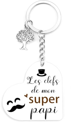 Cadeau Grand Pere Porte-clés Cadeau Papy Acrylique Porte-clés pour Papy, Grand Pere, Papi, Fete des Peres, Anniversaire, Noël Idee Cadeaux Original Utile pour Homme Porte Clé