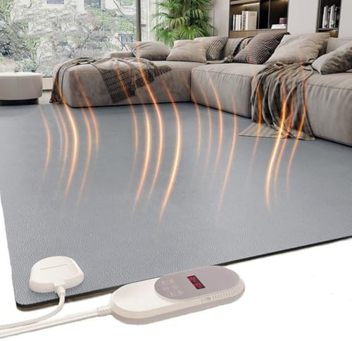 Infrared Radiant Floor Heater with remote control, Adjustable temperature and energy saving Living room carpet heating mat,Heated Rug Under Desk(80 * 120cm)
