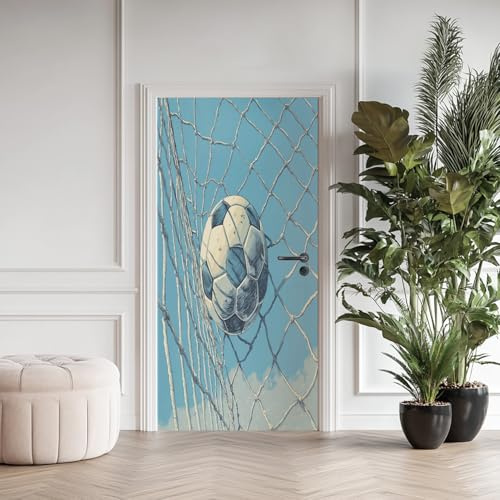 Fußball Türaufkleber, Sport Thema Türfolie Selbstklebende Fototapete, Ball Netz Türposter Abnehmbar Türfolie PVC Für Tür Badezimmer Türaufkleber 77x200 cm