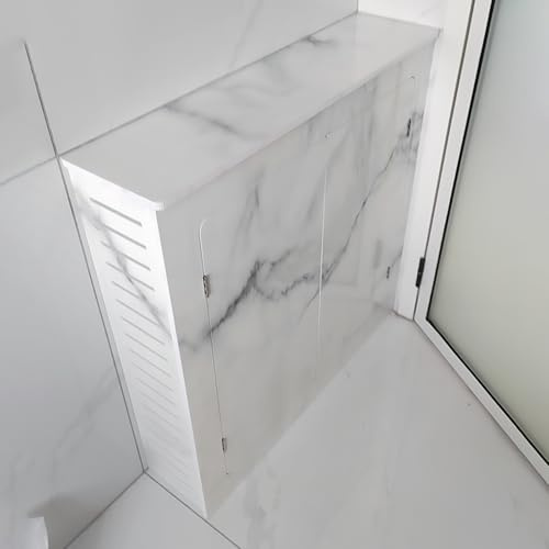Moderna copertura per termosifone con doppie ante, elegante contenitore per casa e ufficio, soluzione di riscaldamento efficiente.