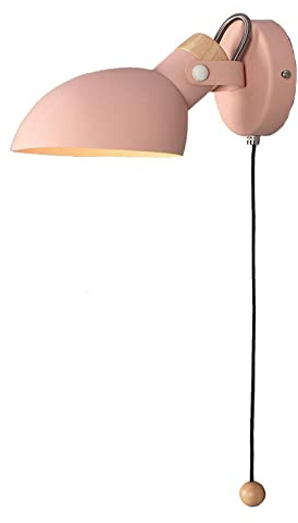 Lámpara de pared nórdica, moderna lámpara de pared con forma de antorcha, apliques de pared de color macarrón, iluminación industrial de 1 cabeza con tirador de bola, para baño interior de granja