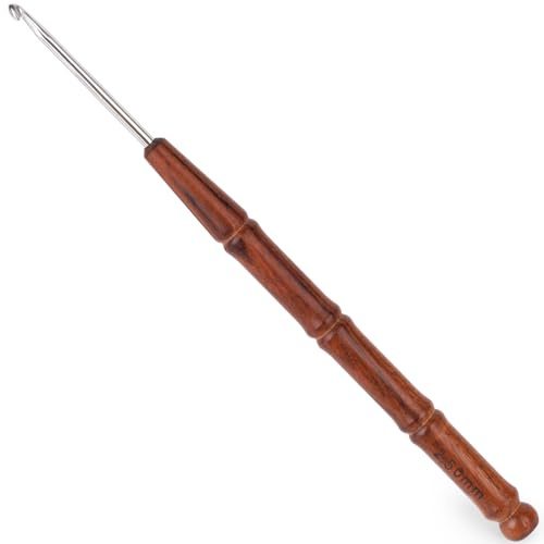 Coopay 2,5mm Häkelnadel, Ergonomische Häkelnadeln Fein mit Holzgriff, Leicht Häkelnadeln für Anfänger, Dünne Häkelnadel, Mini Filethäkelnadeln für Spitze, Klein Größe - 2,5mm