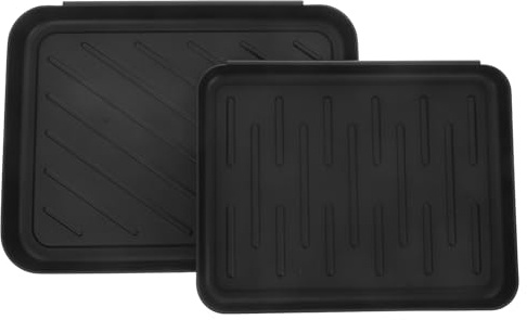 VICASKY 2 pezzi Vassoi Multiuso in Plastica per Scarpe Bagnate e Cibo Animali Antiscivolo e Resistente per Ingresso Giardino e Baule Auto Nero