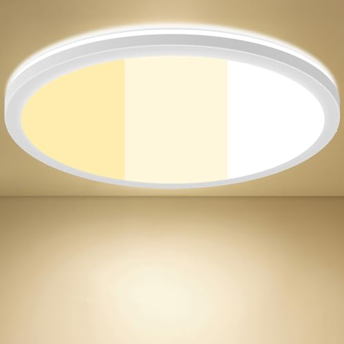 LEZOE LED Deckenleuchte 24W, 185 lm/W 4450LM 3000K/4000K/6500K Einstellbar, Deckenlampe Panel für Schlafzimmer, Küche, Bad, Wohnzimmer, Flur, Balkon (mit Energieklasse-B Lichtquelle) ₵400X28.5MM