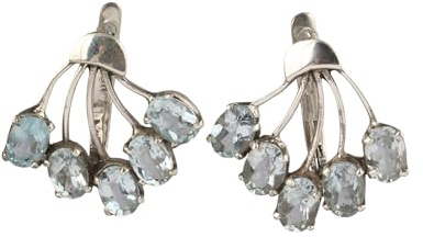 Boucles d'oreilles chandelier en argent sterling 925 avec topaze bleue naturelle inspirée des fleurs