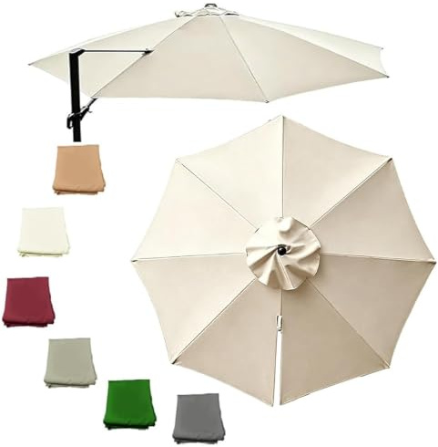 GJPXFR 3.0m 3.5m Telo Ricambio Ombrellone Decentrato 8 Stecche Copertura Per Ombrellone Rotondi Tessuto Di Ricambio Da Giardino(Beige,300cm/10ft)