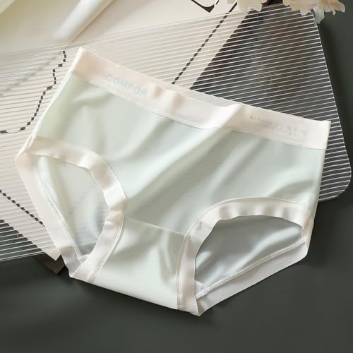Sömlösa underkläder dam hög midja stretch bomull mix trosa bekväma no-show jeans kontor M-XXL (grön L)