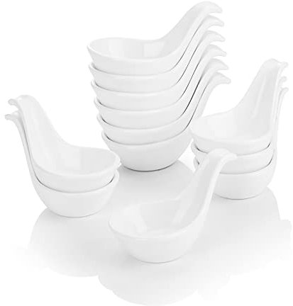 MALACASA Série Ramekin Dish, 12pcs Bols à Sauce en Porcelaine, 20ml Bols à Tapas et Sauces, Coupelle à Trempette Sauce Pour Tapas, Trempette, Sushi, Confiture, 9.5 x 5.2cm, blanc