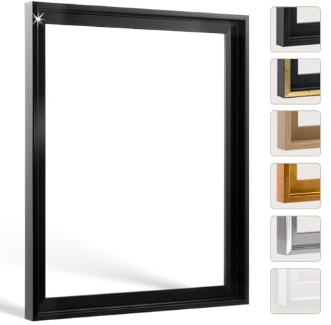 Bildershop-24 Schattenfugenrahmen Lemgo für Keilrahmenbilder und Leinwände 48x68cm Schwarz Hochglanz
