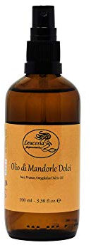 Leucosia Olio di Mandorle Dolci Puro 100%, Per Corpo, Viso e Capelli, 100ml, Elasticizzante Per Smagliature, Idratante Pelle Secca, Olio di Mandorle Neonato, Massaggio Corpo e Capelli