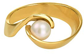 Heideman Ring Damen Ostrea aus Edelstahl goldfarben vergoldet Perlenring mit Süßwasserperle weiß