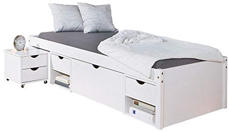 PKline Bett Timm 90x200cm Schubladenbett Massivholz Bettgestell Jugendbett Gästebett