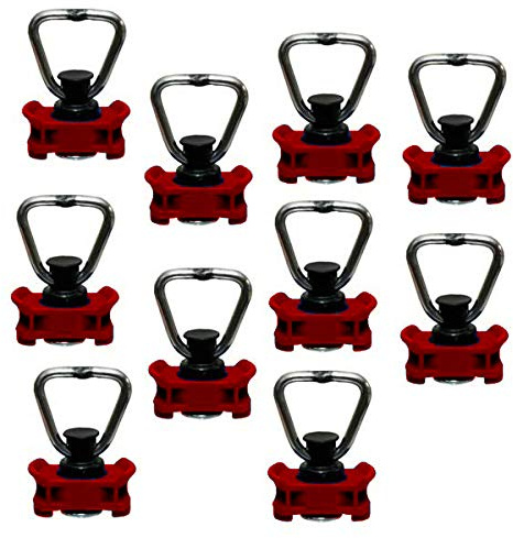 kuriershop 10 x Endbeschlag für Airlineschienen, Halterung rot, LC 500 daN - Kunststoffgehäuse, Fitting mit Ring