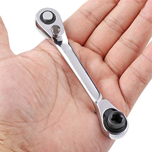 HshDUti 1/4 Zoll Mini Doppelköpfige Ratschenschlüssel 72 Zähne Antrieb Stecknuss und Schraubendreher Bit Ratsche Set Rotator 5 Grad Schnellmontage Ratsche Zubehör Werkzeug Silber