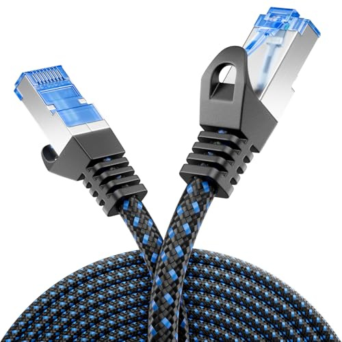 deleyCON 5m CAT 8 Câble Patch (40 Gbit/s, 2000 MHz) Gigabit Réseau Ethernet RJ45 S/FTP POE CAT8 LAN Liaison pour PS5 Routeur Modem TV Switch Laptop - Noir