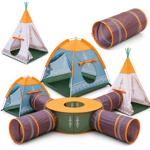 Zeltset Kinderzelt Spielzelt 7 in 1 Tunnels für Kinder COIL