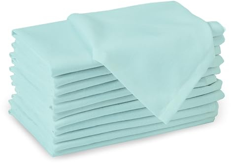 Encasa XO Stoffservietten Baumwolle, 180 GSM 43x43 cm | Eierblau, Saugstark & Strapazierfähig | Waschbar & Wiederverwendbar | Tischdeko, Hochzeit & Alltag | 12er Set