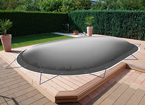 ANKO PLANEN Cubierta de Piscina Hinchable Ovalada – Lona de Cobertura Premium para Piscina – solución Ideal para el Invierno AirDeluxe (4,50m x 3,00m, Antracita)