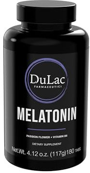 Mélatoninefort 1 mg Dulàc, 180 comprimés à base de mélatonine pure, passiflore et vitamine B6, Made in Italy