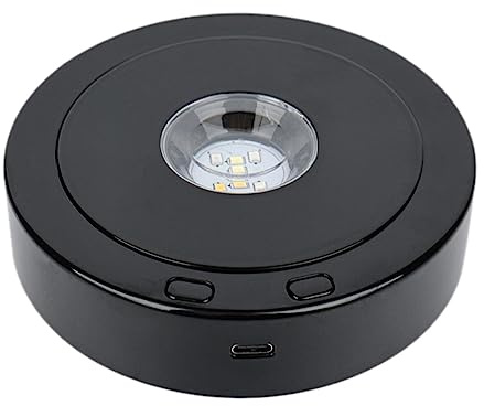 MagiDeal Rotierender Ausstellungsständer, elektrischer Drehteller, Fotoprodukte mit bunten LED-Lichtern, bunter rotierender Ausstellungsständer, drehbare, Schwarz