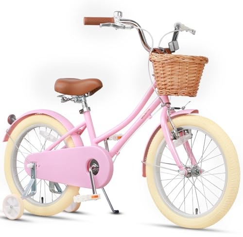 Glerc Little Molly 12-20 Zoll Kinderfahrrad für Jungen und Mädchen im Alter von 3-12 Jahren, mit Klingel und Stützrädern & Korb,Mehrere Farben
