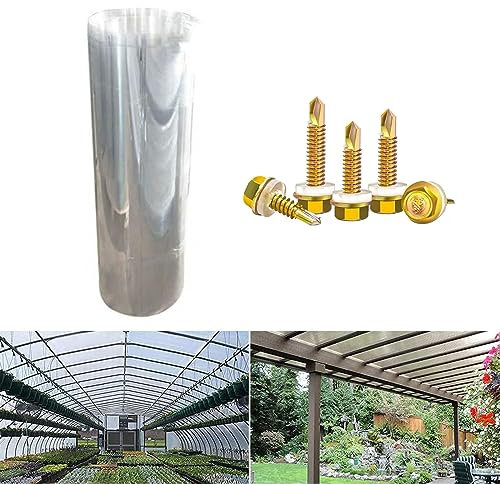 Pannelli Trasparente in Policarbonato,Lastra pour Tetto Impermeabile,Resistente ai Raggi UV,Piastre per Serra,Pannelli di Ricambio per Giardino e Carport,con Viti,Personalizzabile (0.6x1m)