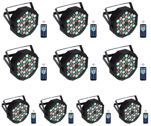 10PCS LED Par Strahler 36 LED Discolicht Partylicht RGB DMX512 mit Fernbedienung, Bühnenlicht 7 Lichtmodi DJ licht für Party Bar Stage Feste Show