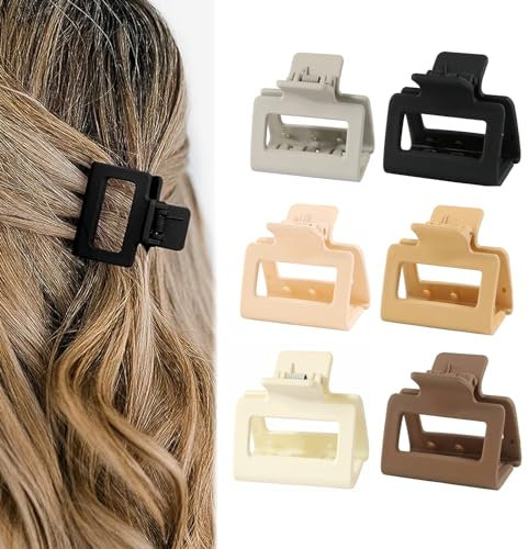 ChAusa 6 Pièces Pinces à Cheveux, Pince Carrée Givrée, Antidérapantes Pinces Cheveux Femme, Pince à Cheveux Mate, Convient pour le Maquillage le Lavage du Visage et la Fixation des Cheveux