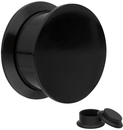 Treuheld® Ohr Plug Schwarz | Acryl | Gewinde | 29 Größen