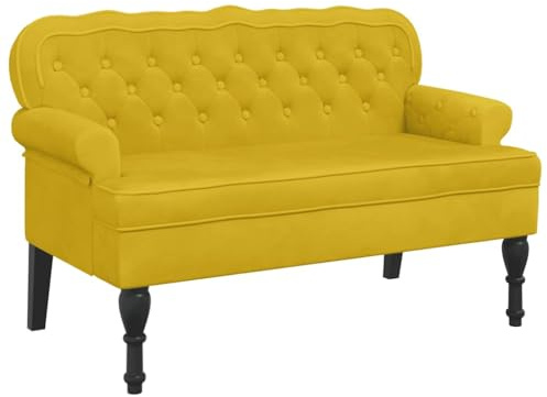 vidaXL Sitzbank mit Rückenlehne Gelb 119,5x64,5x75 cm Samt