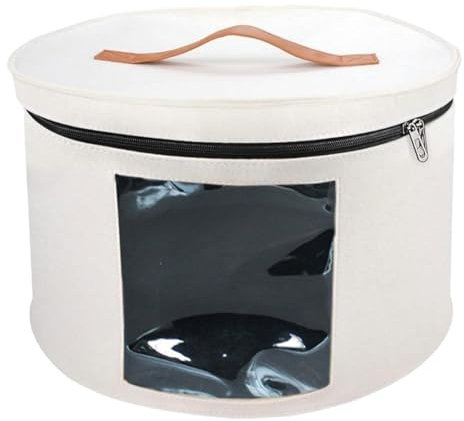 perfk Hutschachtel, Hutaufbewahrungsbox, Aufbewahrungsbehälter für Damen und Herren, Reisehutschachteln, Kappenboxen, zusammenklappbarer, Weiß 40x26cm