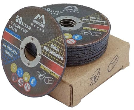 Merryland Dischi da Taglio 50mm Ferro Metallo Acciaio INOX per Smerigliatrice Angolare, 50 X 1,0 X 10 mm Disco Flessibili 10 Pezzi, Esperto-line E13151022-10