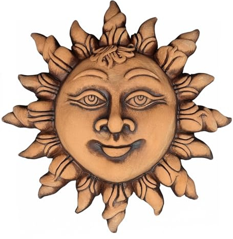 sicilia bedda - Sole in Terracotta - Realizzato in Sicilia con Gancio da Parete - Prodotto Artigianale (28 Centimetri, Terracotta Antica)