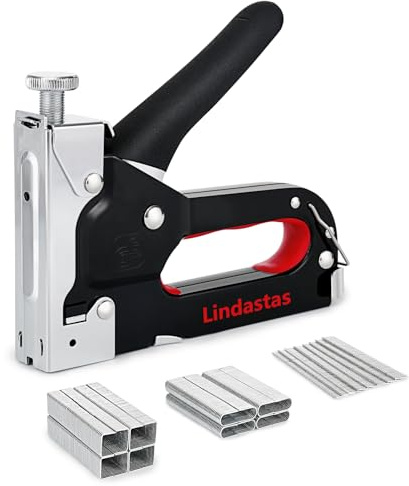 Staple Gun,Heavy Duty Staple Gun,3 in 1 Upholstery Heavy Duty Staple with 1200 Staples,Adjustment Nail Steel Gun for Wood, Crafts, Carpentry, Decoration DIY (Black Duty Heavy Staple+1200nail)