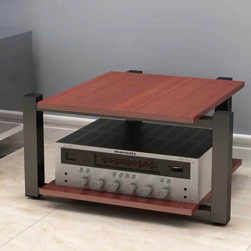 ZIUSFAC 4-stöckiges Audio Schrank HiFi Ständer CD-Player Regal Audio-/Video-Rack Eck Ständer Stereo Aufbewahrungsschrank Medienständer Für Wohnzimmer Theater(Teak,2 Tier)