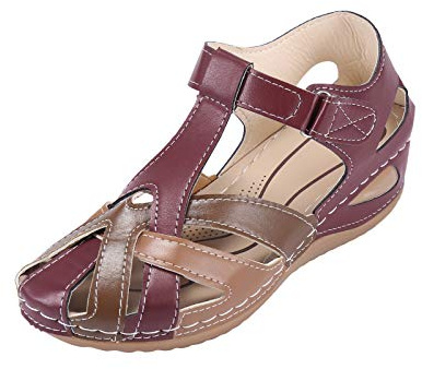 Sandales Fermées Devant Femme D'été Antidérapant Chaussures À Bout Fermé Élégant Creux Chaussures Basses Femme Respirant Casual Sandales de Randonnée Cheville Sandales Fermées Devant Respirant