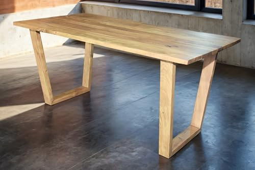 SAM Esstisch 200x100 cm Girona, Akazienholz massiv & naturfarben, Baumkantentisch mit V-Holzgestell, echte Baumkante, pflegeleichter Holztisch/Massivholztisch