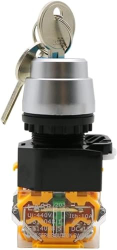 Schalter LA38-11Y/2 LA38-20Y/3 Schlüsselschalter mit 22-mm-Knopf und Drehsperre, 2 3 Positionen, 1 Schließer, 1 Öffner, 2 Schließer, mit 2 Drucktastenschaltern mit Schlüsselverriegelung(3 Position)